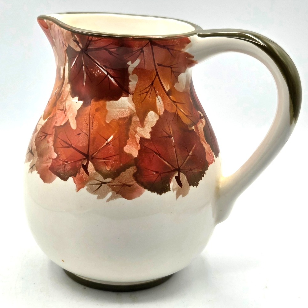 Montgomery Ward Harvest‎ Pitcher 8" Autumn Fall Leaves Design 2 Quart